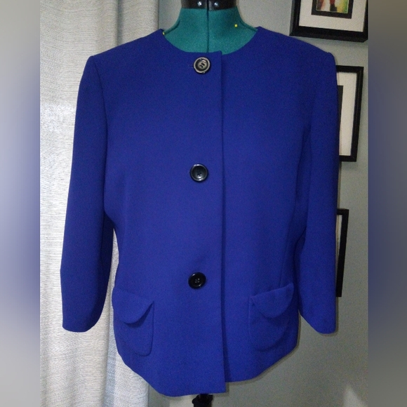 Jones Studio 3/4 Sleeve Blazer in Deep Purple Sz 16 - Picture 6 of 16
